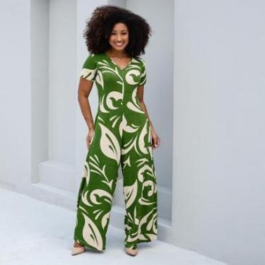 Imagem de Macacão Pantalona M/C Bolsos B’Bonnie Esther Est Verde-Feminino