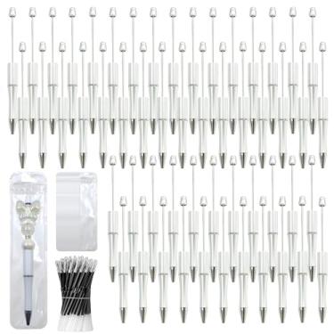 Imagem de DASTTUIS 450 canetas com contas – 150 canetas de plástico com contas a granel, refis e sacos de caneta incluídos – kit de canetas esferográficas fofas de tinta preta – canetas DIY para estudantes e