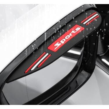 Imagem de 2 peças de espelho retrovisor esportivo preto protetor de viseira de chuva, proteção contra água/sol, acessórios de espelho lateral automotivo universal