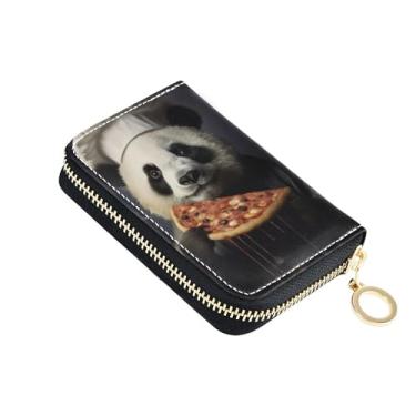 Imagem de Carteira feminina com protetor de cartão de crédito com bloqueio de RFID, pequena carteira com zíper e bolsa para moedas, urso panda, chef, pizza