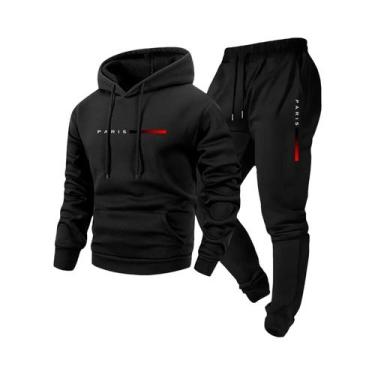 Imagem de Conjunto De Moletom Com Capuz E Calças Para Homens Com Estampa De Letr