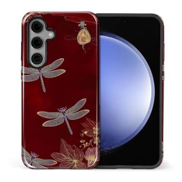 Imagem de Zhhoya Capa para Samsung Galaxy S25, capa de telefone com estampa de libélula vermelha à prova de choque híbrida de 2 camadas de proteção rígida para meninas, mulheres, meninos e homens