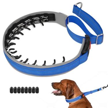 Imagem de Mayerzon Coleira para cães Martingale para puxar, coleira de caminhada patenteada sem puxão com fivela para cães médios e grandes, buldogue pitbull, pastor alemão, refletiva, ajustável (M, azul escuro