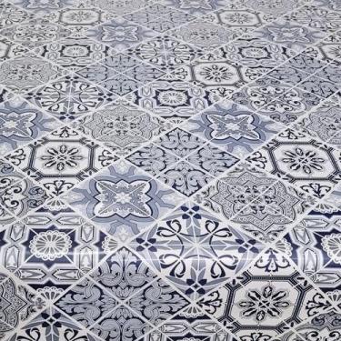Imagem de Toalha Mesa Térmica Impermeável Pvc Azulejo Azul  1,40X2,80 - Idealiza