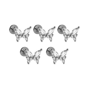 Imagem de Brinco De Piercing Labret Em Titânio Com Zircônia Em Forma De Borbolet