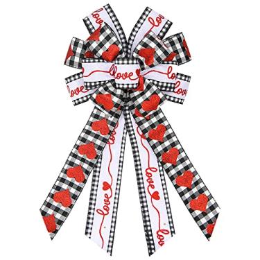 Imagem de Hying Arcos grandes para o dia dos namorados para grinalda, arco de coroa xadrez de búfalo preto e branco para decoração de dia dos namorados arco para porta da frente interior exterior parede ornamento de decoração de dia dos namorados