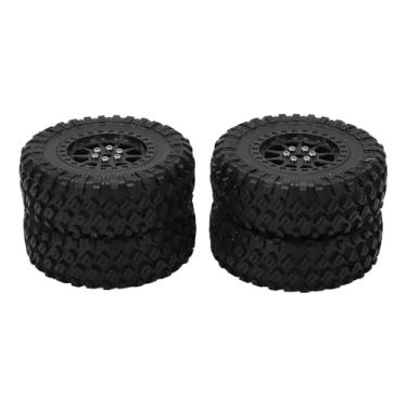 Imagem de harayaa Conjunto de 4 rodas e pneus de reposição para carros RC, kit para iniciantes, fácil de instalar, borracha preta, upgrade 74mm x 25mm para RC Crawler.