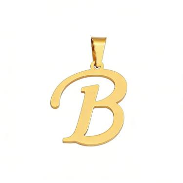 Imagem de JDYDYJT Pingente de letra inicial do alfabeto para fazer joias, colar, artesanato dourado (B)