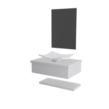 Imagem de Conjunto Bancada C-cuba F44, Prateleira E Espelheira Metrópole 606 Perffect Acetinado Branco Chess