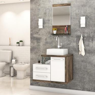 Imagem de Conjunto Balcão C-cuba Q32 E Espelheira Legno 651 Branco Chess C-carvalho Branco Chess C-carvalho Dark