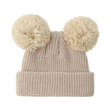 Imagem de Touca De Pom Pom Tricotada Para Bebês Meninos E Meninas 0-12M Chapéus 