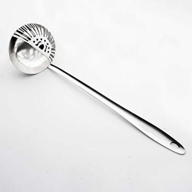 Imagem de Colher de sopa 2 em 1 aço inoxidável escumadeira panela quente com cabo longo utensílios cozinha multifuncionais