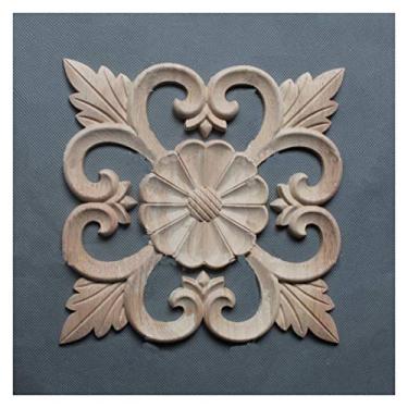 Imagem de 2. 0 CM Apliques de onlay de madeira para o centro de mobiliário em casa, artesanato-esculpido decalque seminted mobiliário porta applique onlay armário decoração guarnição de madeira(C,2PCS)