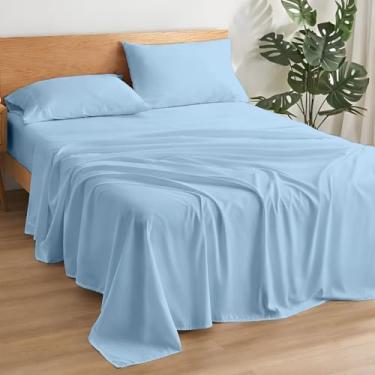 Imagem de Rajlinen Jogo de cama casal GG - roupa de cama de luxo ultra macia, luxuoso conjunto de lençóis de microfibra, resistente a rugas, lençol com elástico profundo de 38 cm, refrescante e respirável