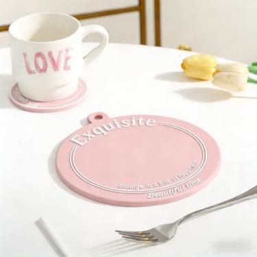 Imagem de Conjunto de 1 peça de jogo americano luxuoso de elegância francesa resistente ao calor, design decorativo redondo para mesa de jantar, cozinha, festas de chá, entretenimento, blushpin