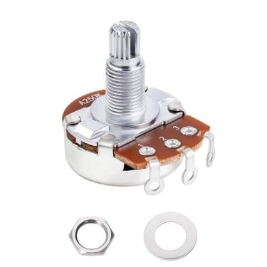 Imagem de Banworks Potenciômetros de alumínio A250K M8 de tamanho completo métricos com eixo longo dividido de 18 estrias (comprimento de 18 mm) com traseira selada para Epiphone Les Paul LP/SG Squier Strat