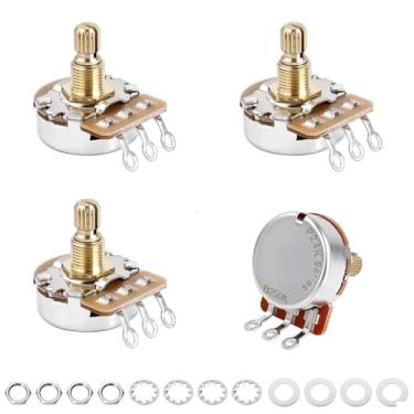 Imagem de Banworks Potenciômetros de latão B250K M8 Thread tamanho completo para guitarras métricas, eixo curto dividido de 18 estrias (comprimento de 15 mm) para Epiphone Les Paul LP/SG Squier Strat/Tele