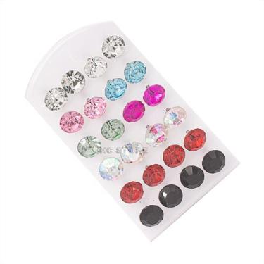 Imagem de Kit 12 Pares Brinco Trio  Ponto De Luz coloridos masculino feminino 6m