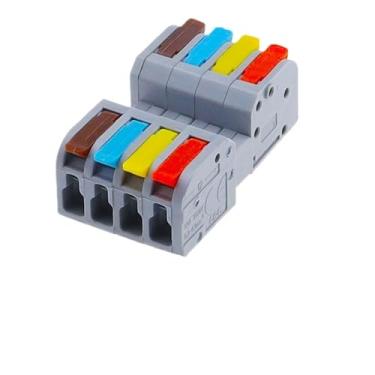Imagem de ZEDEVB Mini conector de fio rápido de encaixe conectores elétricos compactos universais bloco de terminais de condutor de extremidade de pressão (DF-2604D-4C, 5 peças)