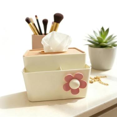 Imagem de Caixa Organizadora Multifuncional com Divisórias - Porta Lenço Umedecido e Papel, Decorativa para Casa e Escritório (Creme)
