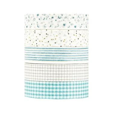 Imagem de Conjunto de adesivos Washi com 5 rolos de 3 metros, adesivos decorativos para artes faça-você-mesmo artesanato material de diário scrapbook cartão embrulho