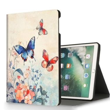 Imagem de RUUHLJLET Capa para iPad 6ª/5ª geração (2018/2017) Capa para iPad de 9,7 polegadas, despertar/hibernar automaticamente, capa protetora com suporte ajustável para Apple iPad 9,7 polegadas - Flores e