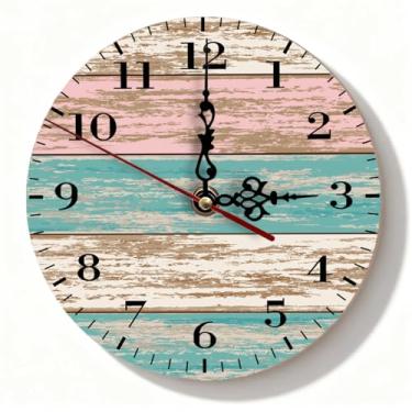 Imagem de Relógio de parede, silencioso, sem tique-taque, operado por bateria, relógios de madeira 021