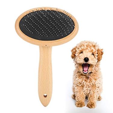 Imagem de Ainoli Pet Wood Brush Grooming Pente Profissional Escova Removedora de Pêlos para Gatos Fofos Cães (trompete de cabeça redonda)