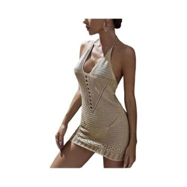 Imagem de Vestido Curto De Tricô Sexy Com Costas Descobertas Para Mulheres, Moda