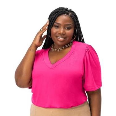 Imagem de Blusa Feminina Plus Size Em Malha Soft Secret Glam Rosa-Feminino