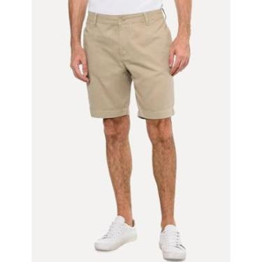 Imagem de Bermuda Calvin Klein Jeans Masculina Sarja Chino Pockets Label Cáqui Claro-Masculino