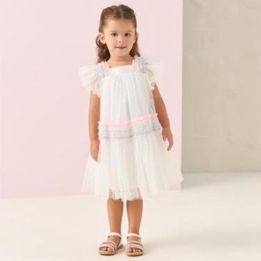 Imagem de Vestido Infantil de Festa Petit Cherie Off White Tule Brilho-Feminino
