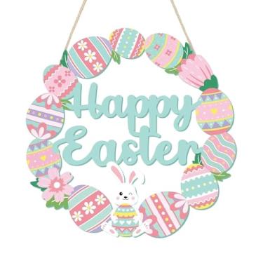 Imagem de KiBcsLic Placa de Páscoa para Porta, Decoração Rústica de Páscoa, Placa de Madeira para Pendurar na Parede, Ideal para Casa de Campo, Padaria e Escritório, Ovos