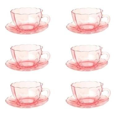 Imagem de Conjunto de 6 xícaras de chá de vidro, cada uma com capacidade de 240 ml.