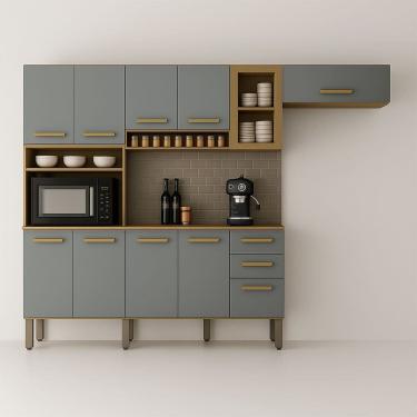 Imagem de Cozinha Completa Athenas 10 Portas e Nichos e 1 Porta com Vidro Reflecta Mobilihouse