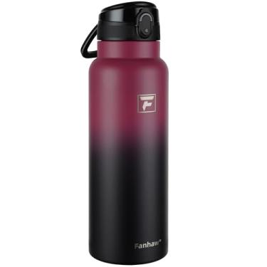Imagem de Fanhaw Garrafa de água isolada de aço inoxidável de 1,134 g com tampa – boca larga, à prova de vazamento, livre de BPA – ideal para crianças, adultos, esportes, academia e uso ao ar livre (vermelho