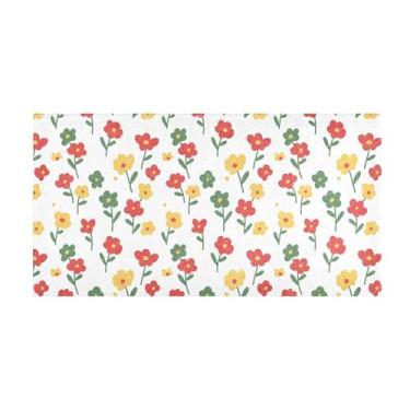 Imagem de Burbuja Tapete de corredor flores de pelúcia antiderrapante tapete de cozinha suporte de borracha para corredor, quarto, sala de estar, decoração de entrada, lavável na máquina, 51 x 99 cm