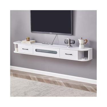 Imagem de CFGH6FDF Suporte de TV flutuante armário flutuante console centro, centro de entretenimento com gaveta para sala de estar unidade de parede de mídia (branco)