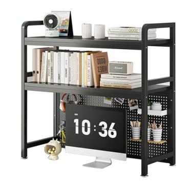 Imagem de Estante de mesa para mesa de computador, prateleira de bancada com moldura de metal e placa perfurada, rack organizador de armazenamento independente para escritório em casa