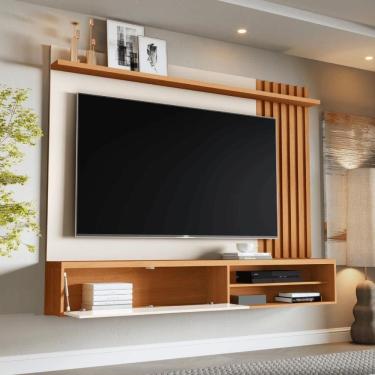 Imagem de Painel Tv Ripado Rack Suspenso Sala Estar Off White Nature Off White Nature