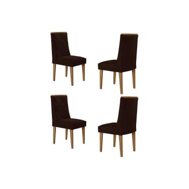 Imagem de Kit 4 Cadeiras de Cozinha Pietá 4 Un Naturalle/Suede Marrom - Rufato