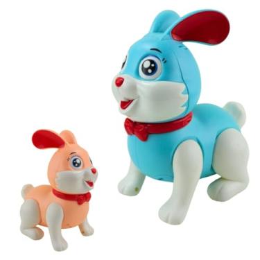 Imagem de Coelho Eletrônico Interativo com Som, Luz e Movimento, Brinquedo que Pula, 18 cm, Requer 3 Pilhas AA, Azul ou Laranja Sortido, Acima de 3 Anos