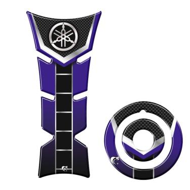 Imagem de Kit Protetor De Tanque E Bocal Moto Yamaha Diapasão Azul Cor Azul E Preto