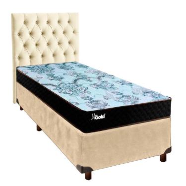 Imagem de Cama + Box Perola E Colchão Molas Ensacadas Solteiro - Life Gold Paropas + Cabeceira