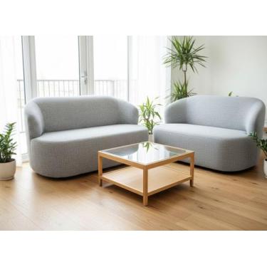 Imagem de Conjunto Sofá Orgânico 3 Lugares 160cm Boucle Cinza - Combo Stock