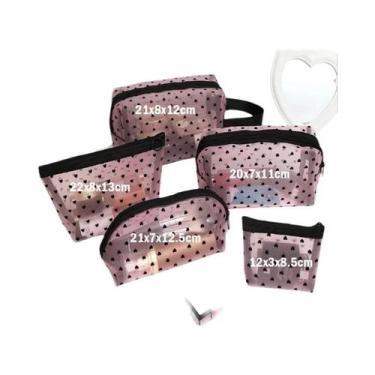 Imagem de Bolsa Cosmética Feminina De Malha Transparente, Organizador De Maquiag