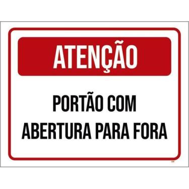 Imagem de Kit 10 Placa Acm Portão Abertura Para Fora 18X23 - Sinalizo