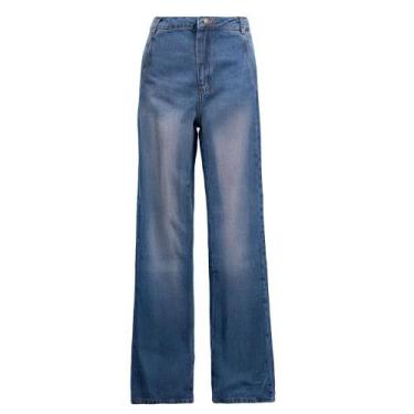 Imagem de Calça Jeans Feminina Sawary Wide Leg Azul, Azul, 44