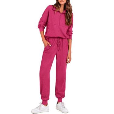 Imagem de Conjunto de Moletom Feminino PRETTYGARDEN 2 Peças com Zíper Vermelho R