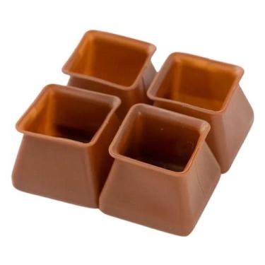 Imagem de Kit 4 Protetor De Silicone Para Pés De Cadeira Mesa Marrom - Dexin